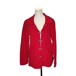 Andrea Viccaro. Vintage, Red. 100% Wool Sweater Coat/ Cardigan. Small